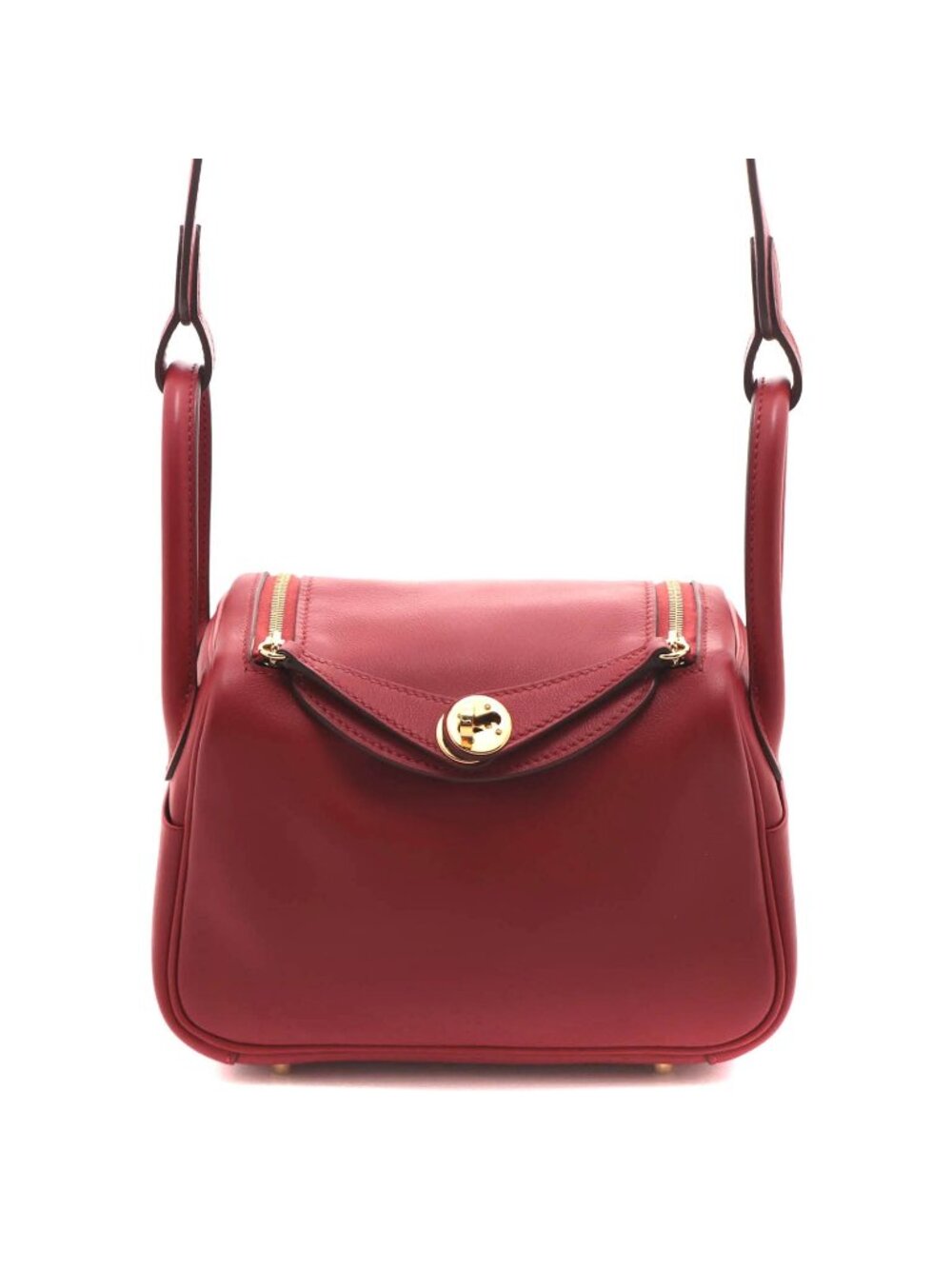 Hermes Mini Lindy Red Shoulder Bag Leather